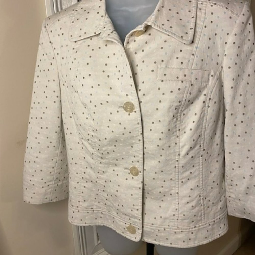 Talbots polka dot blue and brown jacket/blazer size 12 with 3.25 sleaves